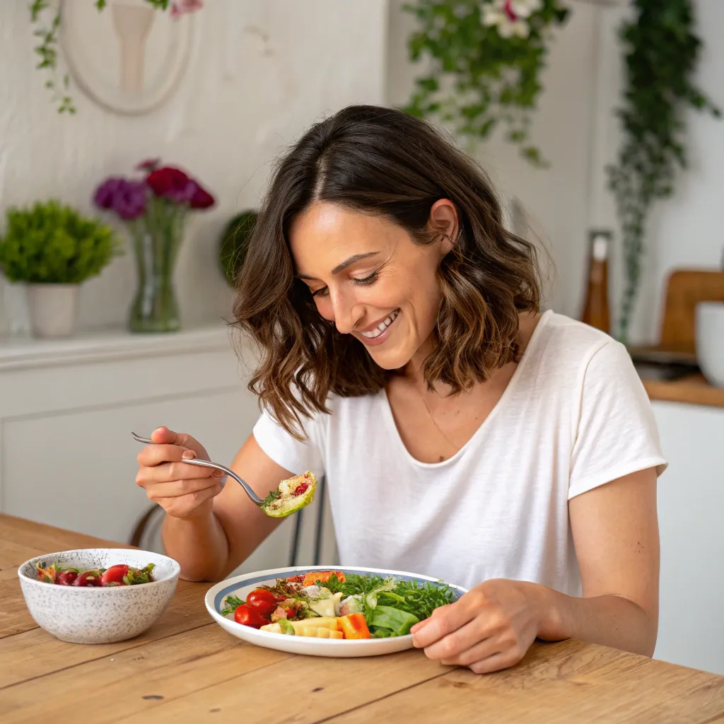 Portrait of Sophia enjoying a healthy meal